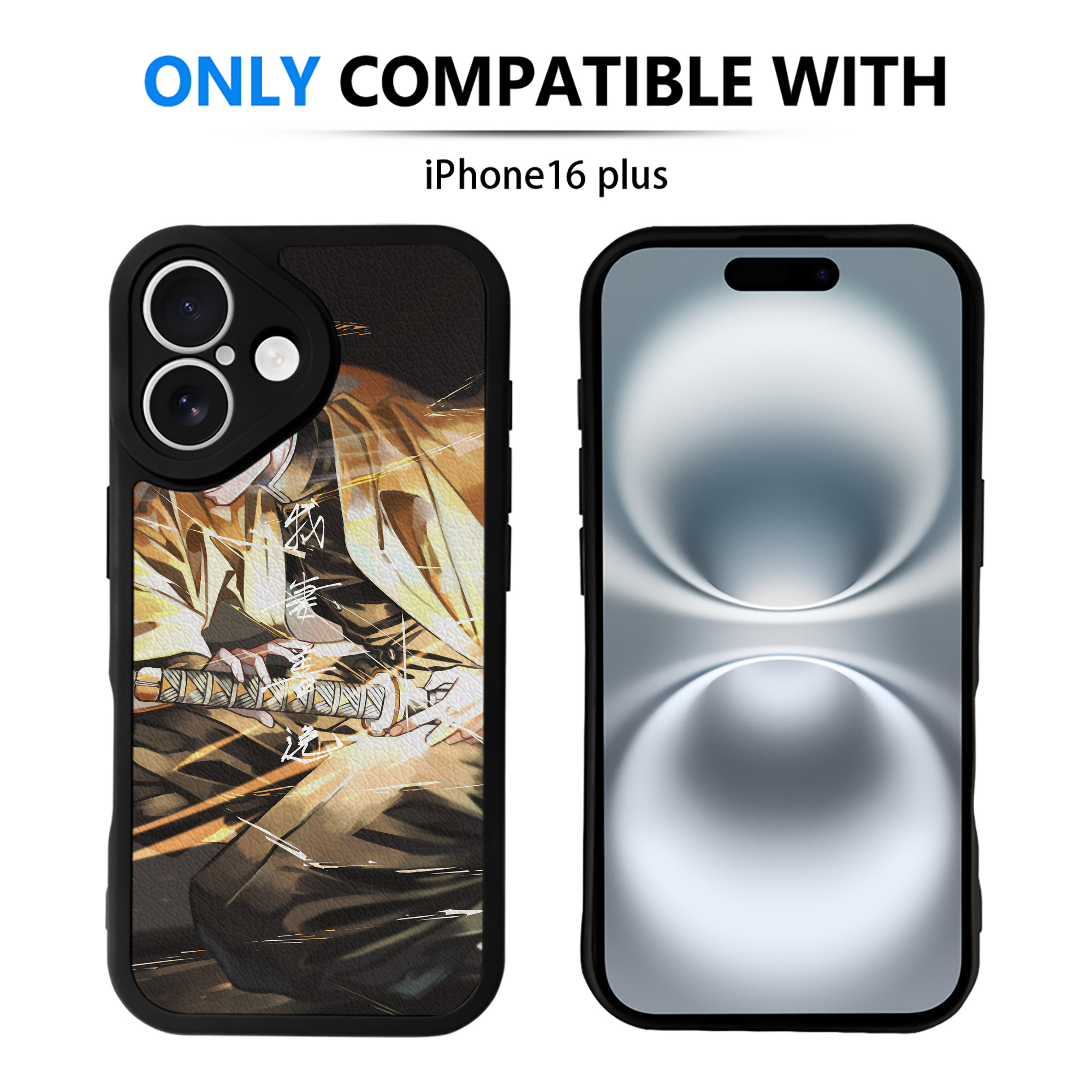 （画像用） 鬼滅の刃（きめつのやいば）我妻 善逸／あがつま ぜんいつ Agatsuma Zenitsu 【iPhone 16シリーズ対応】シリコンスマホケース（レザー調） 材質：シリコン
